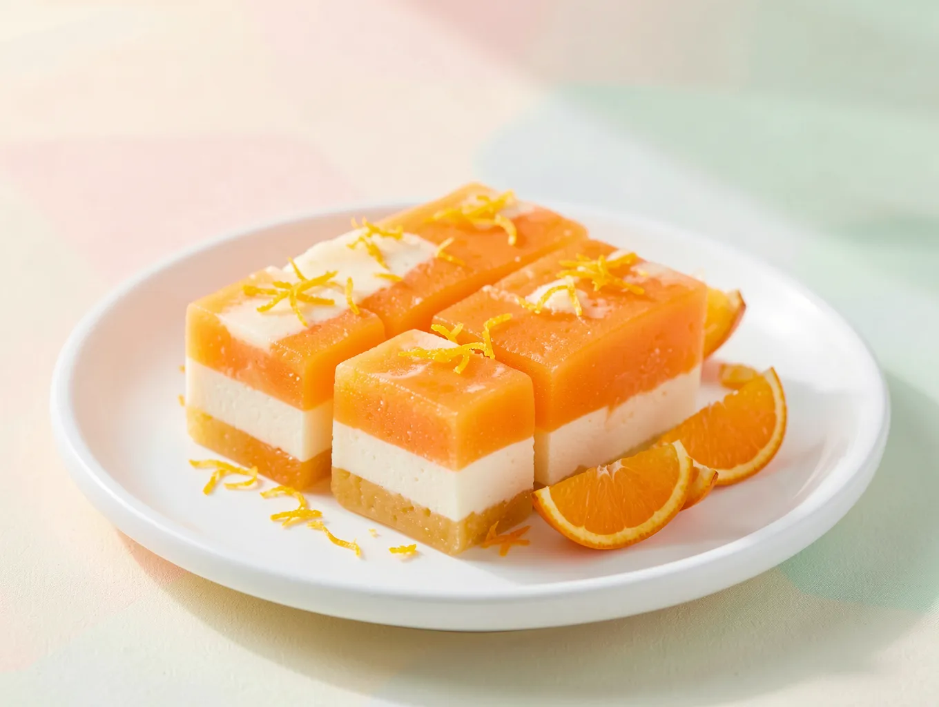 Creamy orange creamsicle bars with orange zest